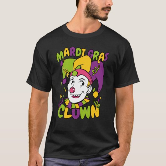 Mardi Gras Clown With Jester Hat Carnival Season C Tシャツ (正面)