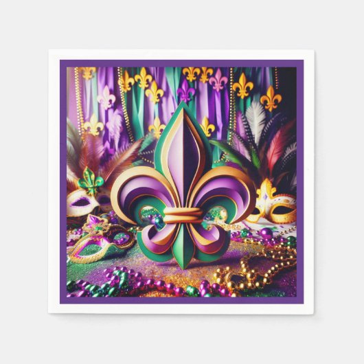 Mardi Gras Cocktail Napkin スタンダードカクテルナプキン (正面)