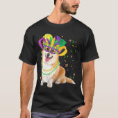 Mardi Gras Corgi Dog Animal Festival Party Tシャツ (正面)
