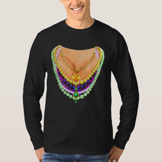 Mardi Gras Costume Flash Cleavage for Women Girls Tシャツ (正面)