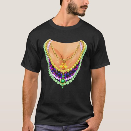 Mardi Gras Costume Flash Cleavage for Women Girls Tシャツ (正面)