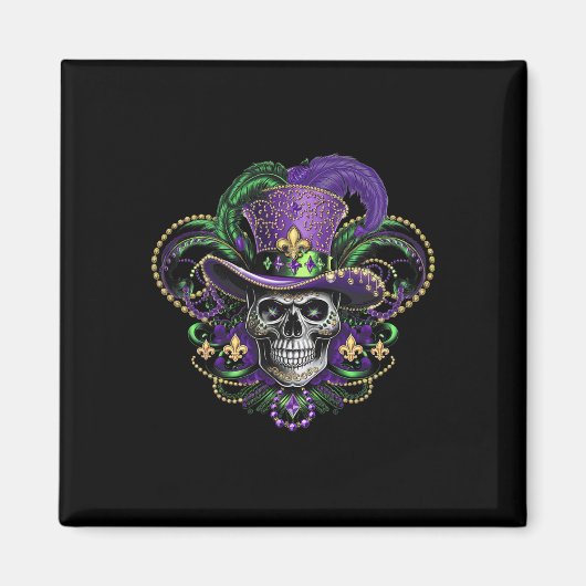 Mardi Gras Costume Sugar Skull Carnival Halloween  マグネット (正面)
