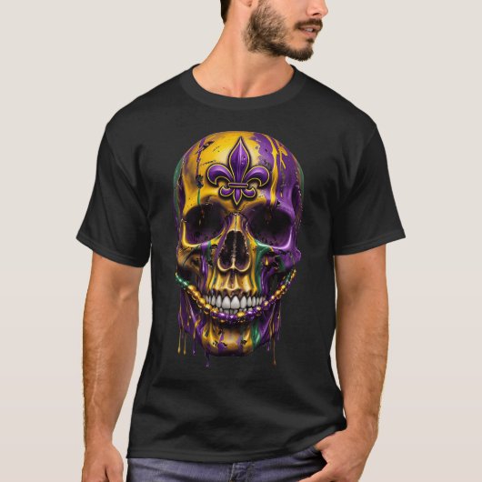Mardi Gras Costume Sugar Skull Carnival Halloween  Tシャツ (正面)