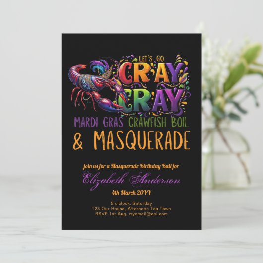 Mardi Gras CrawfishのボイルマスカレードがCray Crayを可能にする 招待状 (スタンド正面)