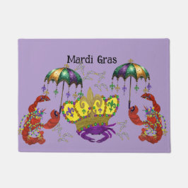 Mardi Gras crawfish and king crab festive ドアマット