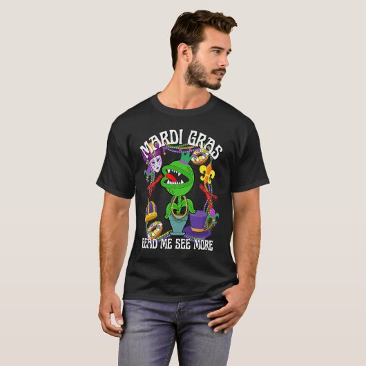 Mardi Gras Crawfish Crawdad Feed Me Beads Jester H Tシャツ (正面フル)