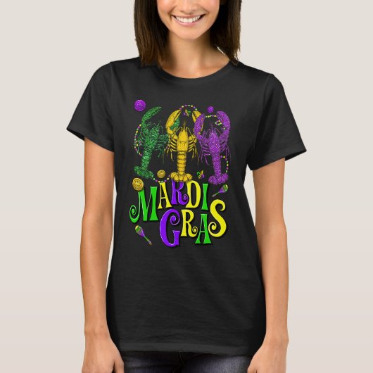Mardi Gras Crawfish Jester Beads Mardi Gras Party Tシャツ (正面)
