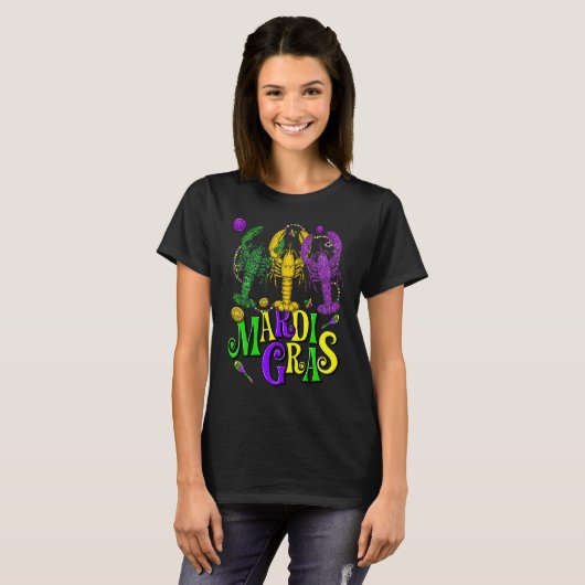 Mardi Gras Crawfish Jester Beads  Mardi Gras Party Tシャツ (正面フル)
