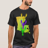 Mardi Gras crayfish、ルイジアナ州の黄色の絵を描地図, M Tシャツ (正面)
