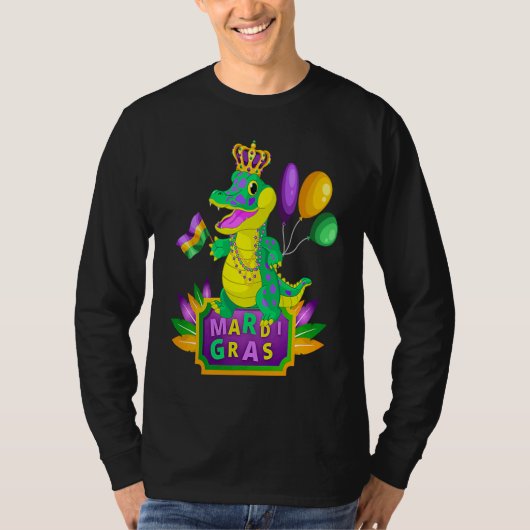 Mardi Gras Crocodile Alligator Lover New Orleans L Tシャツ (正面)