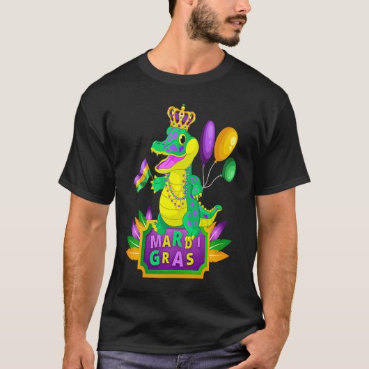 Mardi Gras Crocodile Alligator Lover New Orleans L Tシャツ (正面)