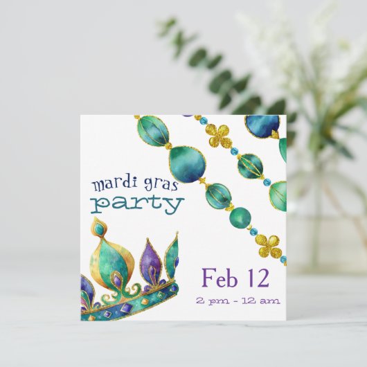 Mardi Gras Crown and Beads Party  招待状 (スタンド正面)