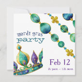 Mardi Gras Crown and Beads Party  招待状 (正面)
