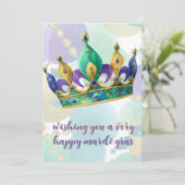 Mardi Gras Crown with Beads Greetings シーズンカード (スタンド正面)