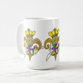 Mardi Gras Crowned fleur de lis コーヒーマグカップ (正面左)