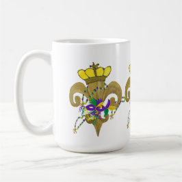 Mardi Gras Crowned fleur de lis コーヒーマグカップ