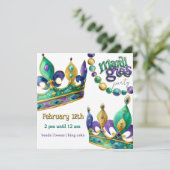 Mardi Gras Crowns and Beads Party Invite 招待状 (スタンド正面)