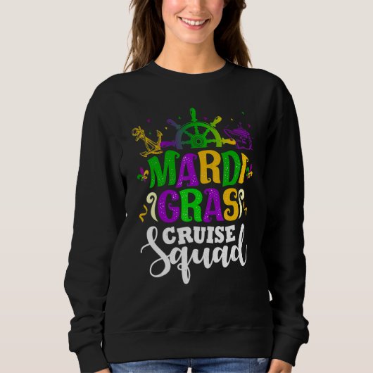 Mardi Gras Cruise Squad Funny Matching Group Famil スウェットシャツ (正面)