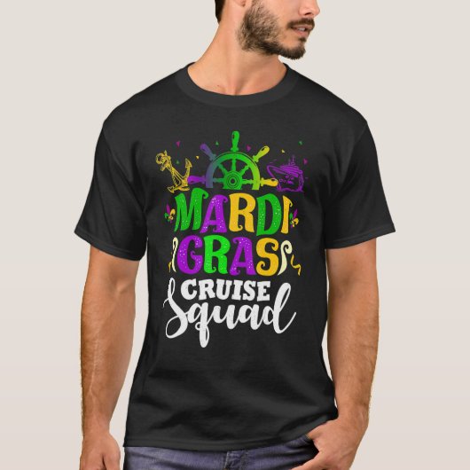 Mardi Gras Cruise Squad Funny Matching Group Famil Tシャツ (正面)