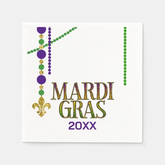 Mardi Gras customizable Paper Napkin スタンダードカクテルナプキン (正面)