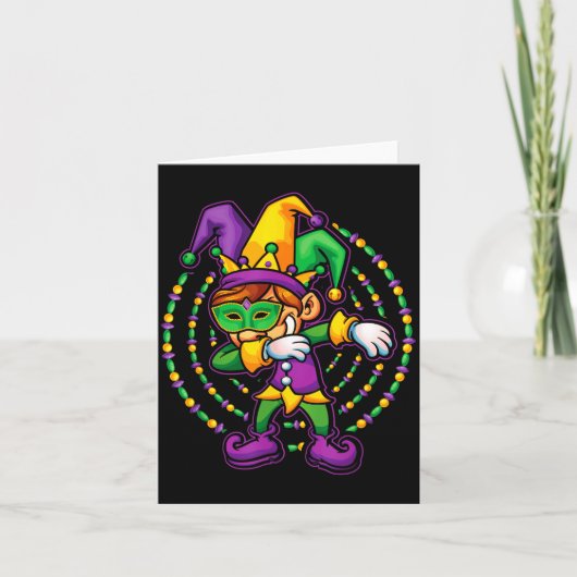 Mardi Gras Dabbing Boys Kids Gift Funny New Orlean カード (正面)