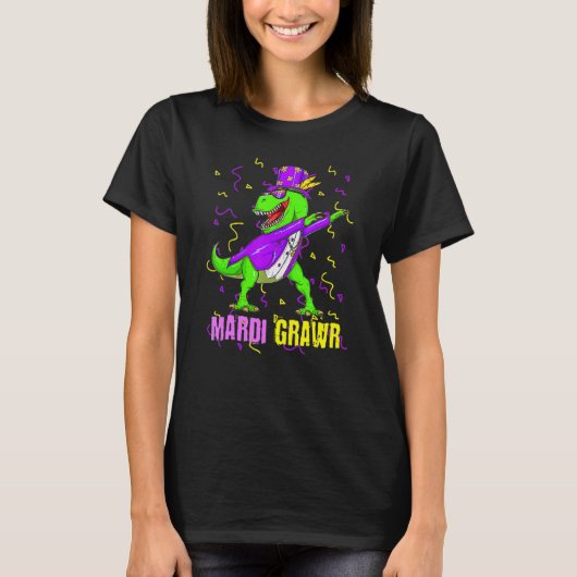 Mardi Gras Dabbing T Rex Dinosaur Funny Carnival M Tシャツ (正面)