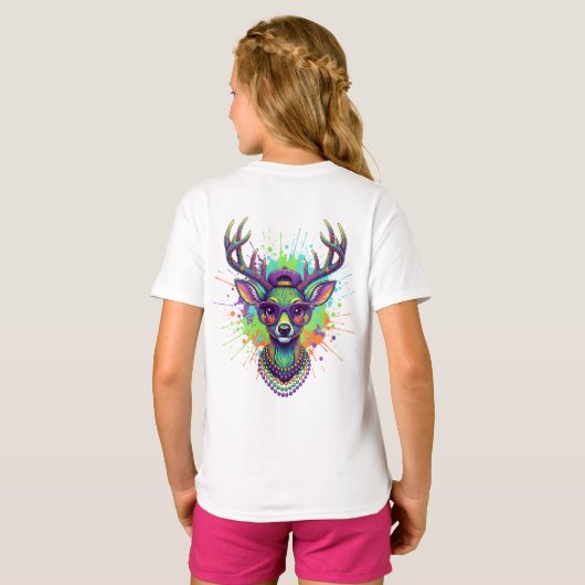 Mardi Gras Deer PNG  Tシャツ (裏面フル)