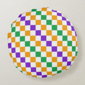 Mardi gras diagonal checkerboard pattern ラウンドクッション (裏面)