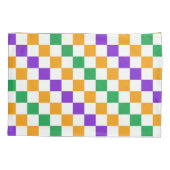 Mardi gras diagonal checkerboard pattern 枕カバー (裏面-左)