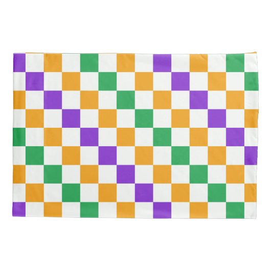 Mardi gras diagonal checkerboard pattern 枕カバー (裏面-左)