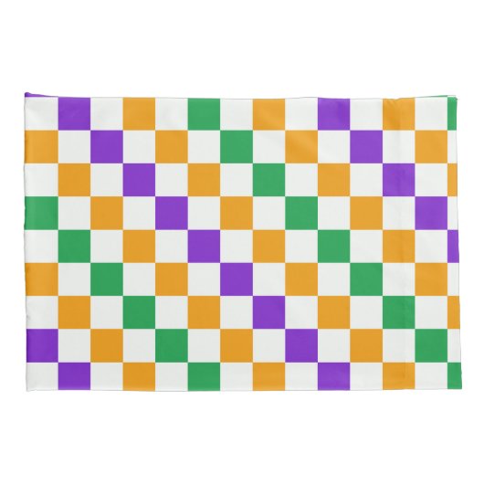 Mardi gras diagonal checkerboard pattern 枕カバー (裏面-右)