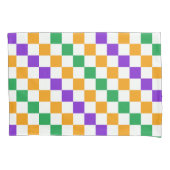 Mardi gras diagonal checkerboard pattern 枕カバー (正面左)