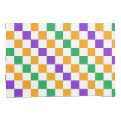 Mardi gras diagonal checkerboard pattern 枕カバー (正面右)