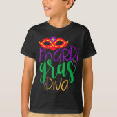 Mardi Gras Diva - Mask And Beads Design  Tシャツ (正面)