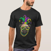 Mardi Gras Dog Carnival Pug Dog Jester Pug  Pug Mo Tシャツ (正面)