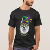 Mardi Gras Dog Carnival Siberian Husky Jester Husk Tシャツ (正面)