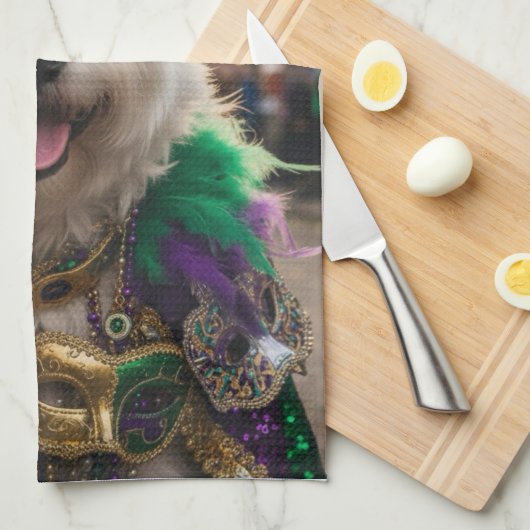 Mardi Gras Dog Jester Costume キッチンタオル (四つ折り)