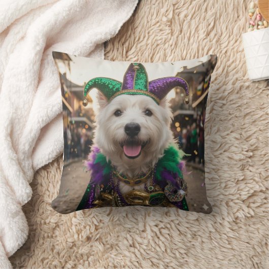 Mardi Gras Dog Jester Costume クッション (ブランケット)
