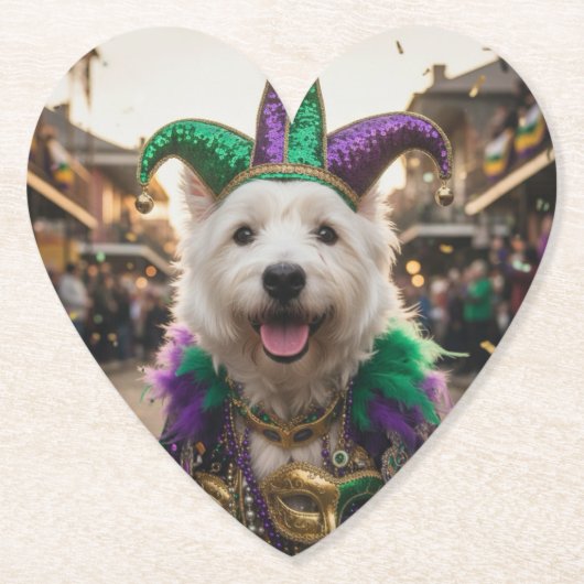 Mardi Gras Dog Jester Costume ペーパーコースター (正面)