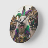 Mardi Gras Dog Jester Costume ラウンド壁時計 (傾斜)