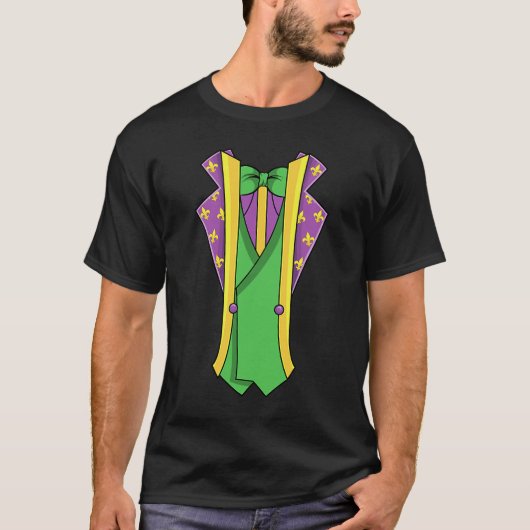 Mardi Gras Drinking Fake Suit Jacket Fleur De Lis Tシャツ (正面)