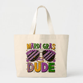 Mardi Gras Dude Tote Bag – Funny Carnival Party Ba ラージトートバッグ