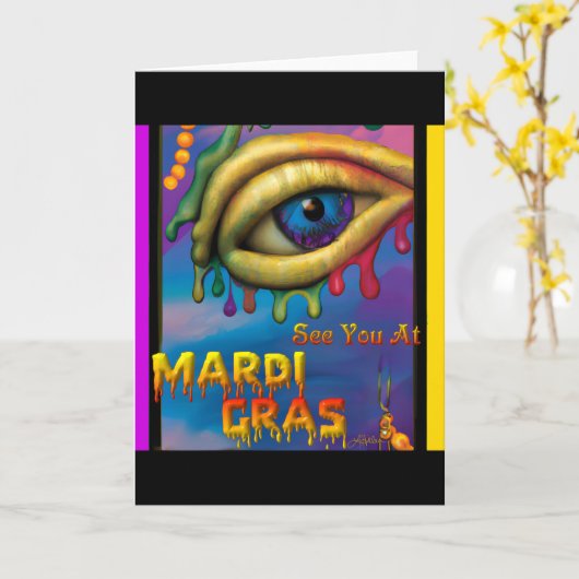 Mardi Gras Eyeでお会い カード (黄色い花)