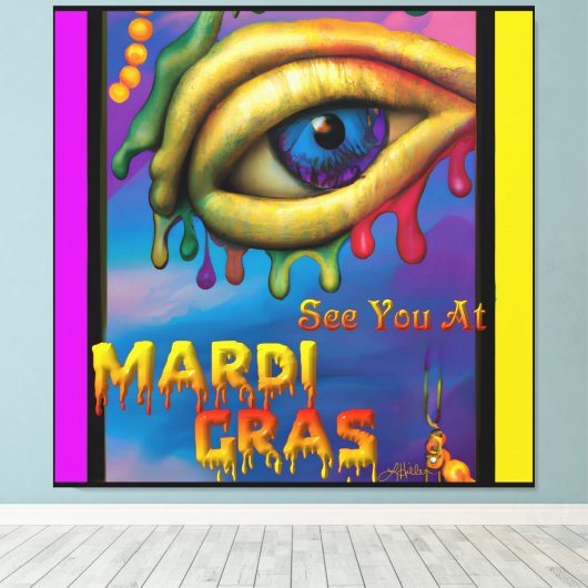 Mardi Gras Eyeでお会い キャンバスプリント (インサイチュ (ウッドフロア))