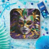 Mardi Gras Face Mask Party ペーパープレート (パーティー)
