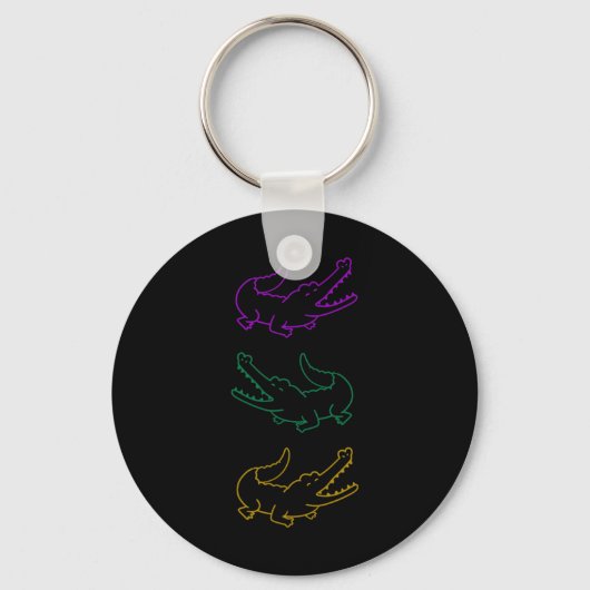 Mardi Gras Fat Tuesday Alligators Purple Green And キーホルダー (正面)
