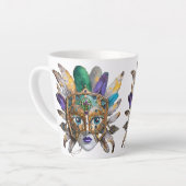 Mardi Gras Feather and Metal Mask カフェラテマグ (左アングル)