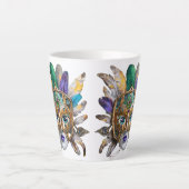 Mardi Gras Feather and Metal Mask カフェラテマグ (正面)