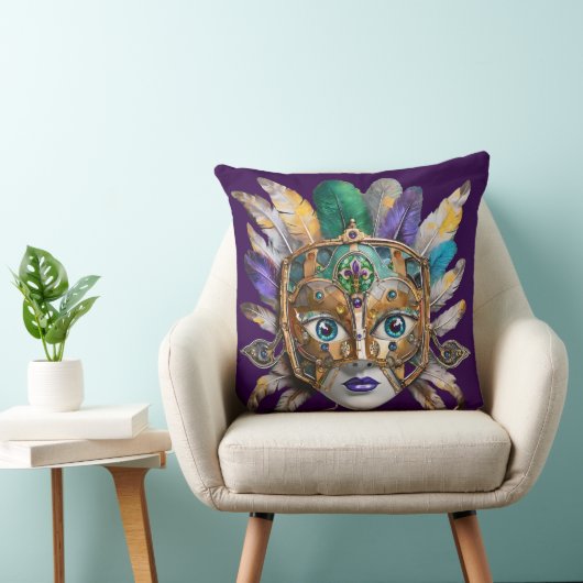 Mardi Gras Feather and Metal Mask クッション (椅子)