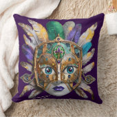 Mardi Gras Feather and Metal Mask クッション (ブランケット)